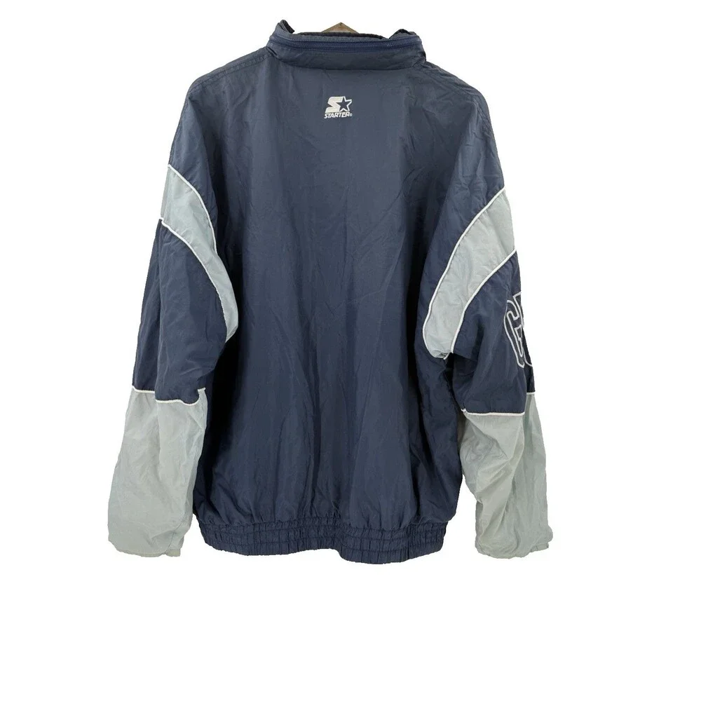 VINTAGE Starter Georgetown Windbreaker With Packable Hood Full Zip XLARGE Nylon